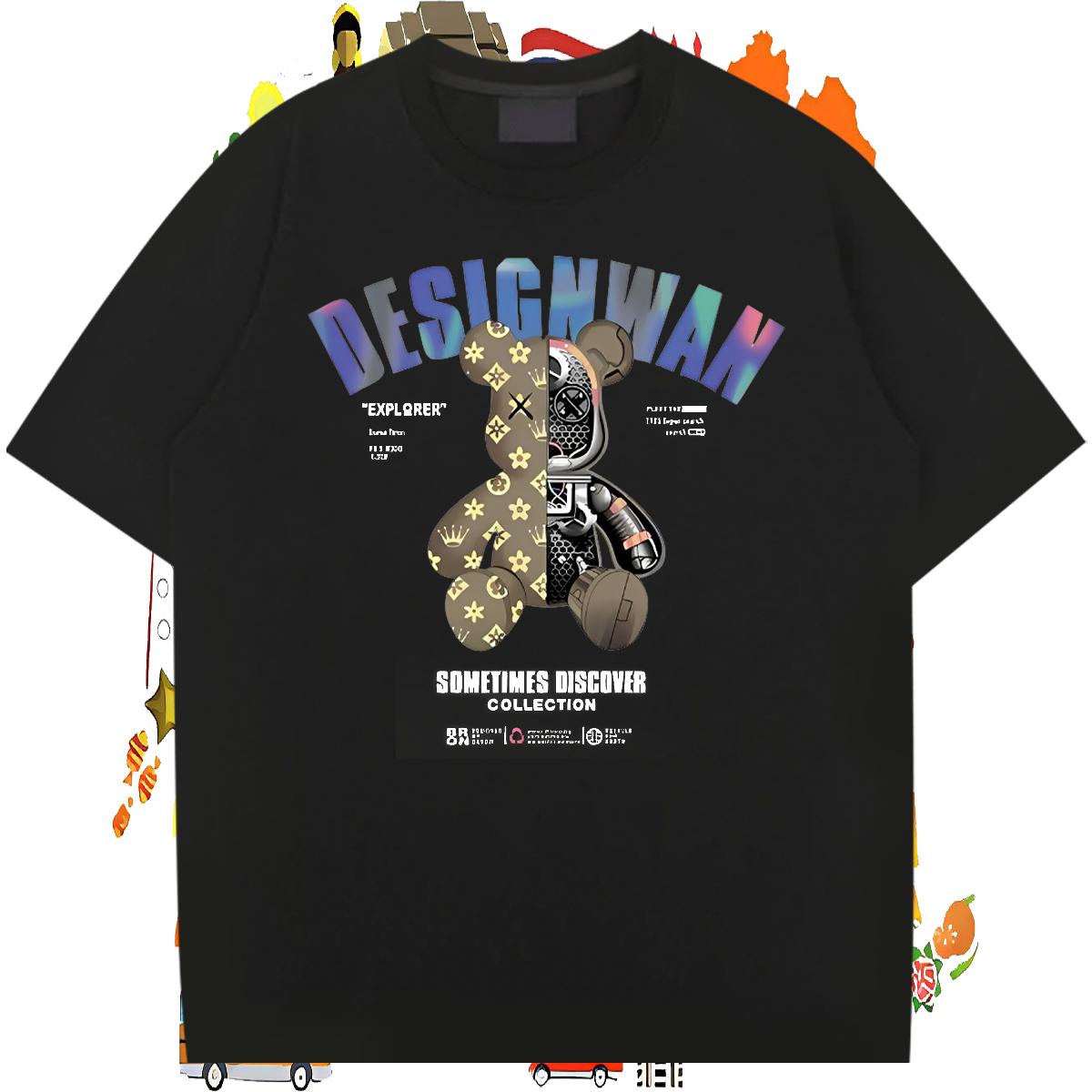 2024 Summer Man T Shirts DIY Printed Hip Hop Street Men Tops Tees Breathable Crew Neck Designer
