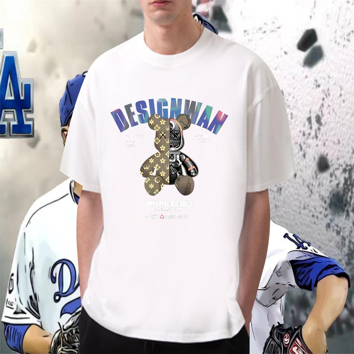 Fashion Design T-Shirts White Plus Size Men Tops Tees Spring Summer Breathable Crew Neck Popular Tops Shirt