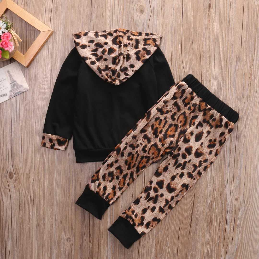 Clothing Sets 0-24M Baby Boys Spring Fall Clothes Set Newborn Toddler Long Sleeve Pocket Hoodies + Leopard Long Pants Infant Casual Outfits R240708