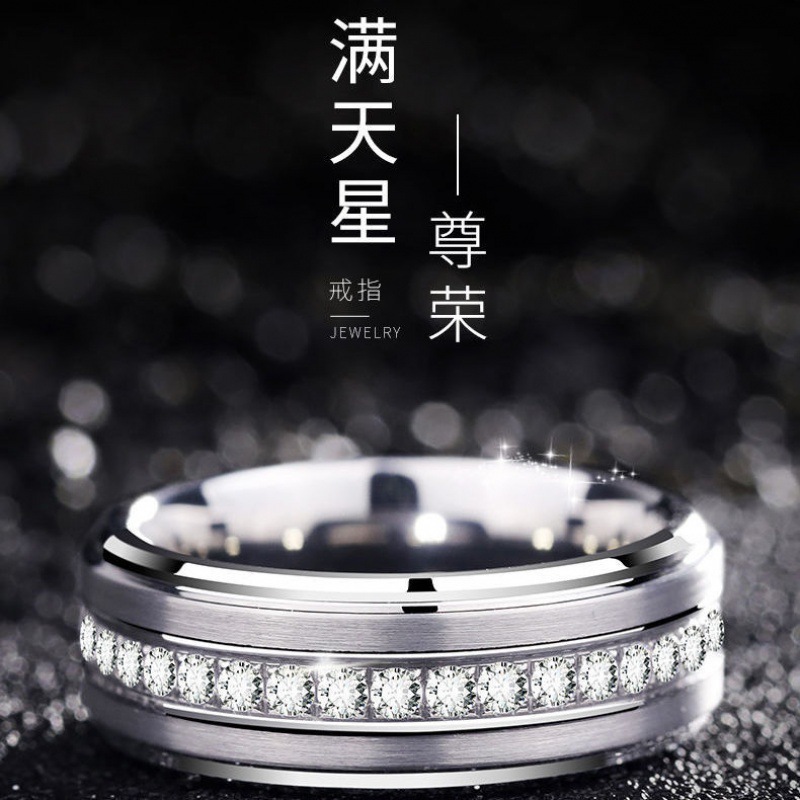 Wedding Rings Ring for Men Women Tungsten Engagement Band Inlay Black Carbon Fiber and Shiny CZ Stones Customized 220912