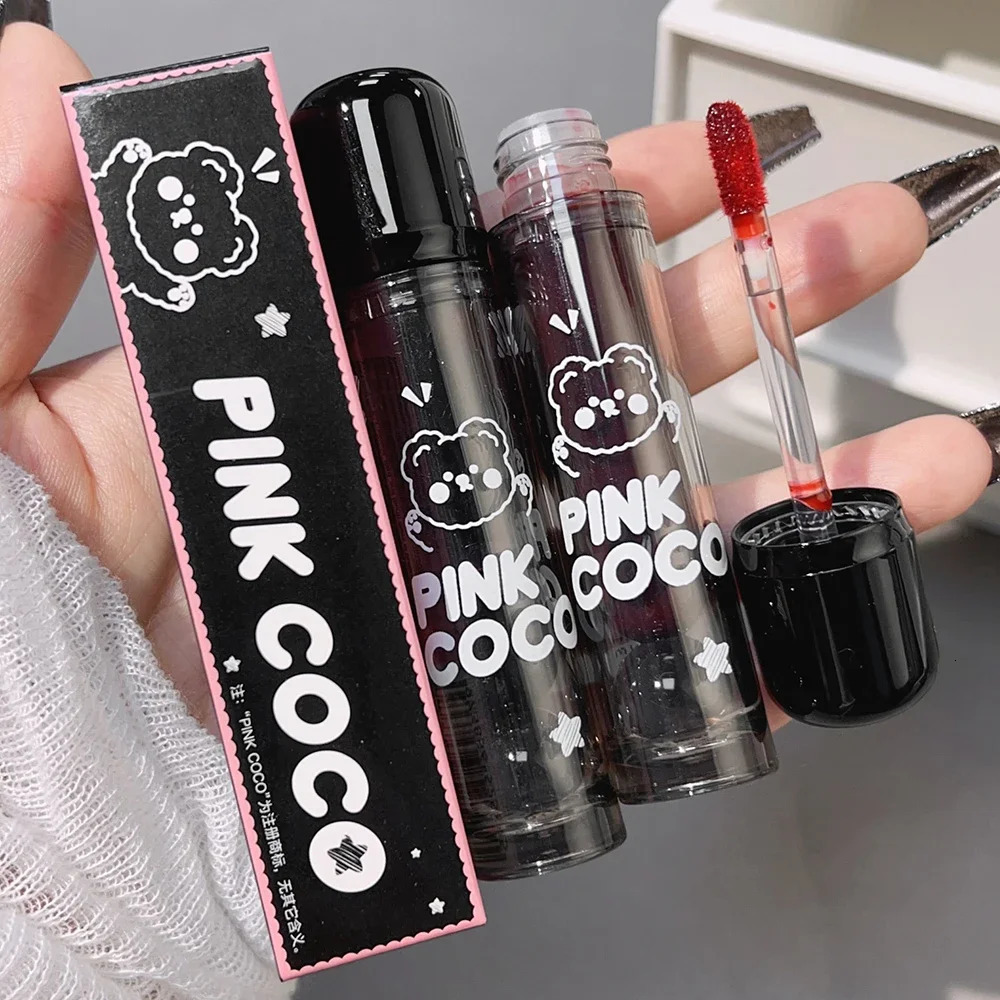 Dark red brown mirror lipstick gloss non stick cup high pigment red liquid lipstick makeup 240705