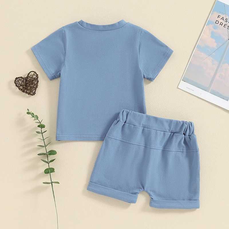 Clothing Sets Pudcoco Toddler Baby Boys Summer Outfits Letter Print Short Sleeve T-Shirt and Shorts for 2 Piece Vacation Clothes Set 3M-3T R240708