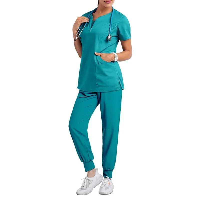 Scrubs Uniform Nursing Accessories Women Scrubs Sets Hospital Dental Clinic Beauty Salon Spa Workwear Clothes Lab Coat 240704