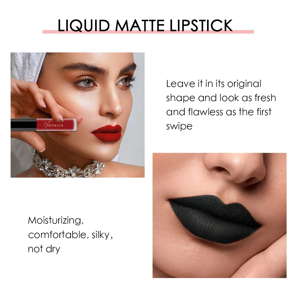 NICEFACE Nude Liquid Lipsticks waterproof velvet matte lip gloss long-lasting non stick cup lip gloss makeup pigment cosmetics 240705