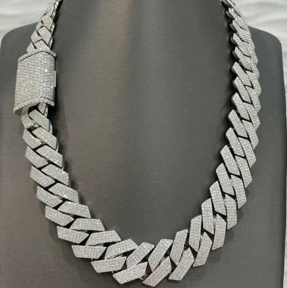 Rapper Hip Hop Jewelry 20Mm Miami Diamond Sterling Sier Iced Out Cuban Chain Men VVS Moissanite Necklace