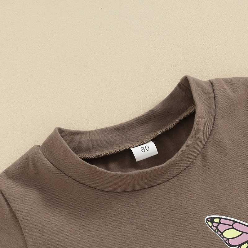 Clothing Sets Lioraitiin Toddler Kids Baby Girls Summer Clothes Sets Short Sleeve Tassel Hem T-shirts Butterfly Print Flared Pants Outfits R240708