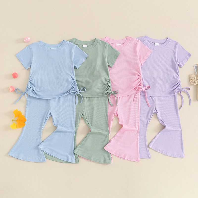 Clothing Sets 2024-03-06 Lioraitiin 9M-4Y Toddler Infant Baby Girls Clothes Solid Color Sleeveless Camisole Linen Pants Set Baby Summer Outfit R240708