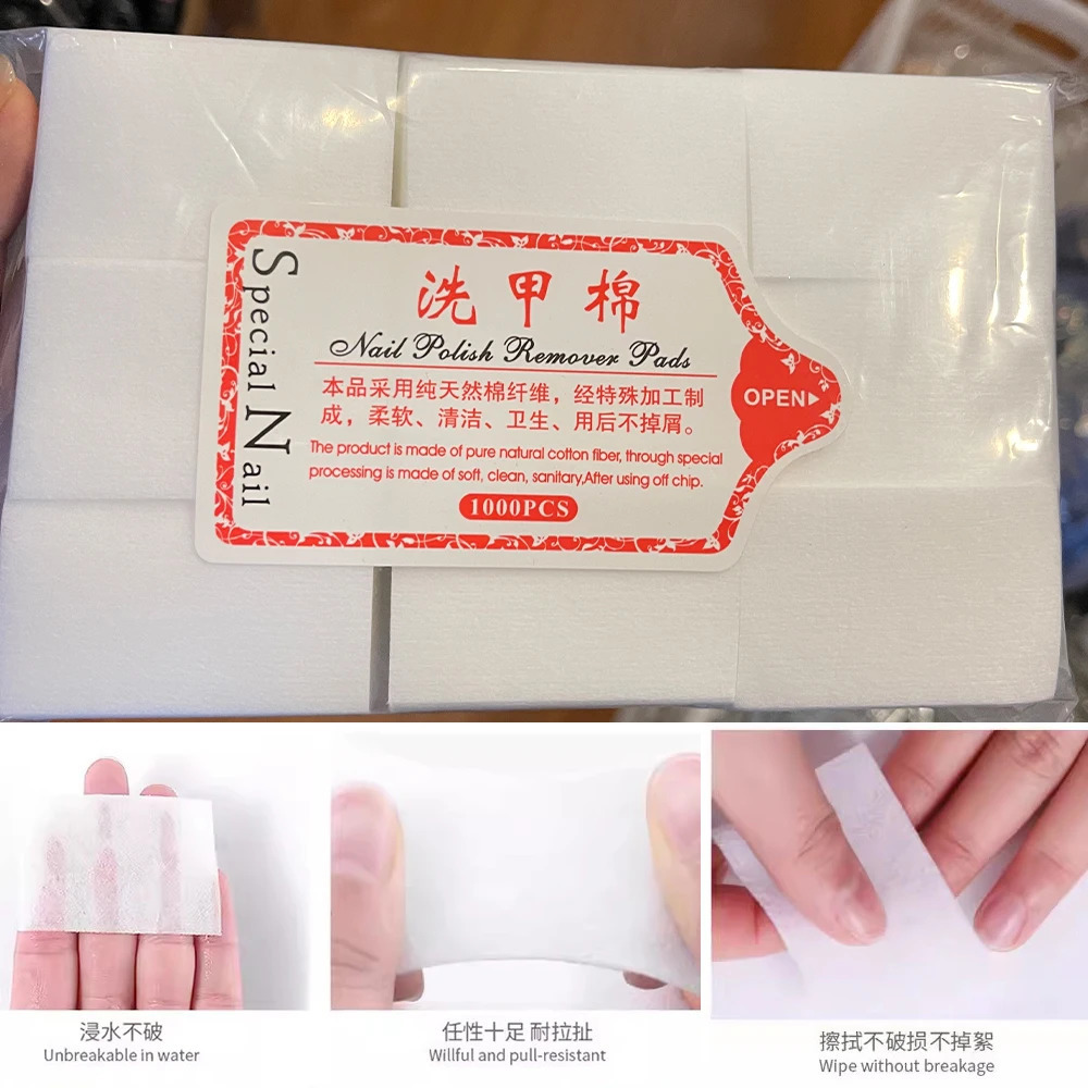 1000/500/100pcs nail towel 100% cotton pad lint free gel nail polish removing cotton pad handle wet towel nail art cleaning tool 240705