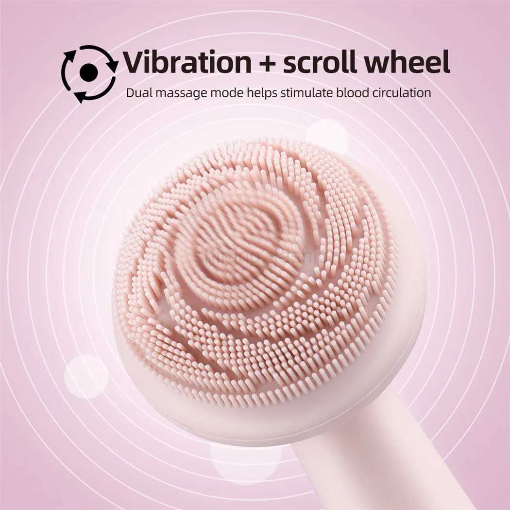 Electric Silicone Facial Brush Cleaner Vibration Roller Massage Pore Cleansing Instrument Waterproof Rechargeable Beauty ToolCL240708