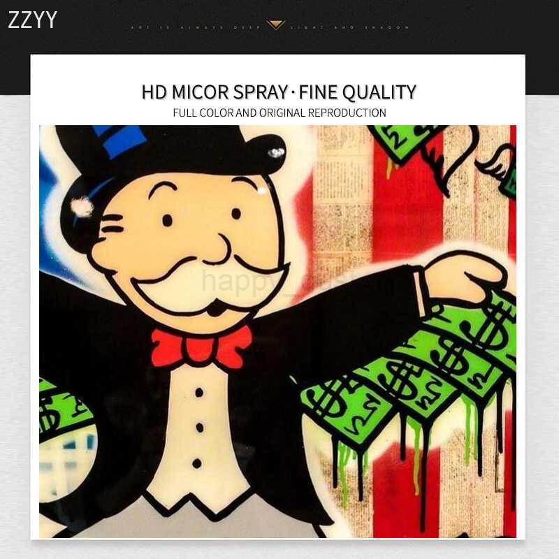 Graffiti Artworks Alec Monopoly Rich Man Dollars Money Pop Art Canvas Poster Painting Cartoon Street Art Wall Pictrue Home DecorCL240708