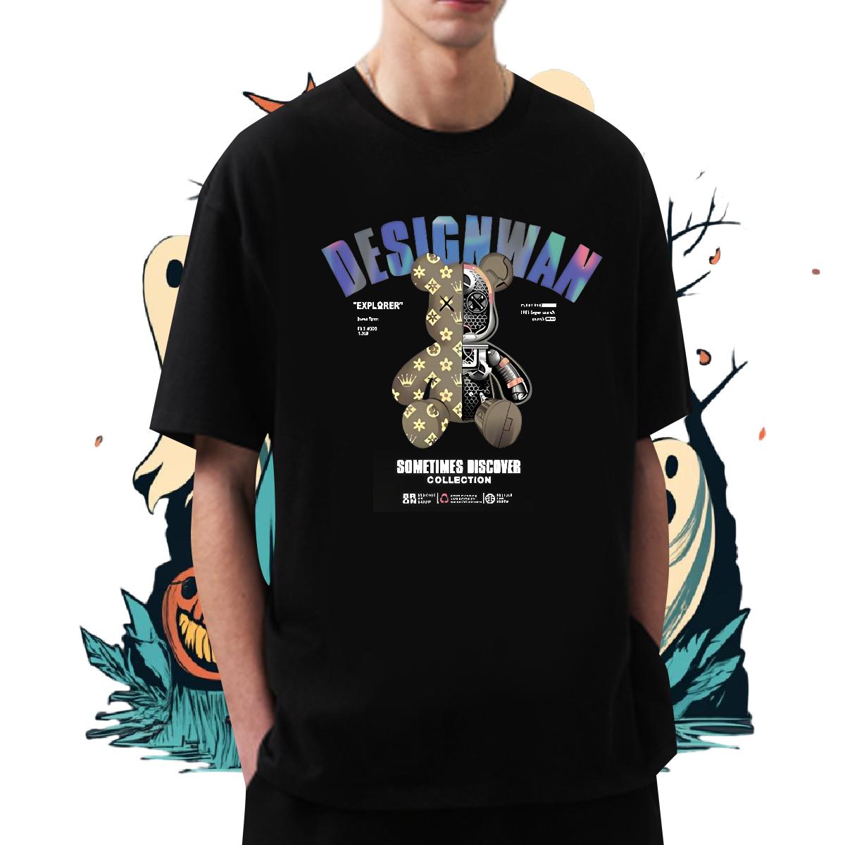 Designer T Shirt For Man Crew Neck Cotton Anime Printing Street Men Clothes T-Shirt White Plus Size Loose Tee Shirt