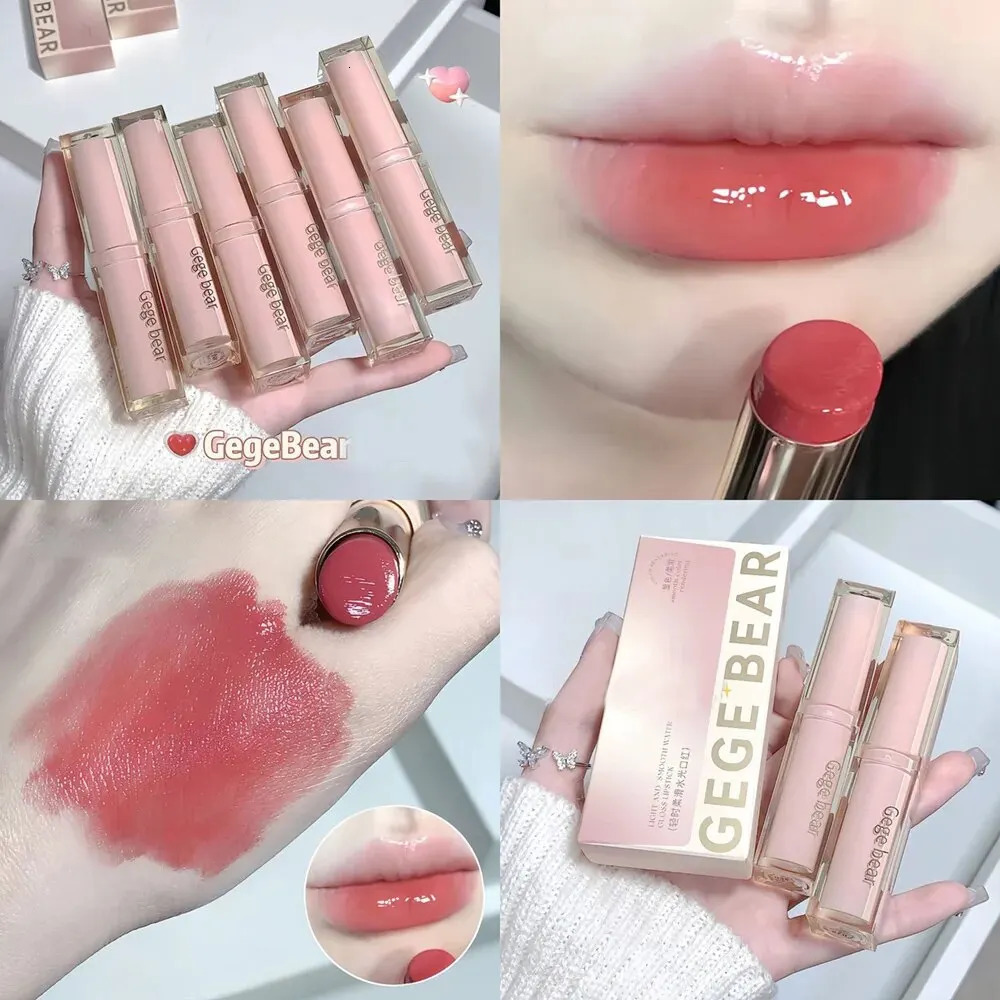 Silk gloss lipstick gel bear lipstick water elastic comfortable super bright stick free lipstick 240705