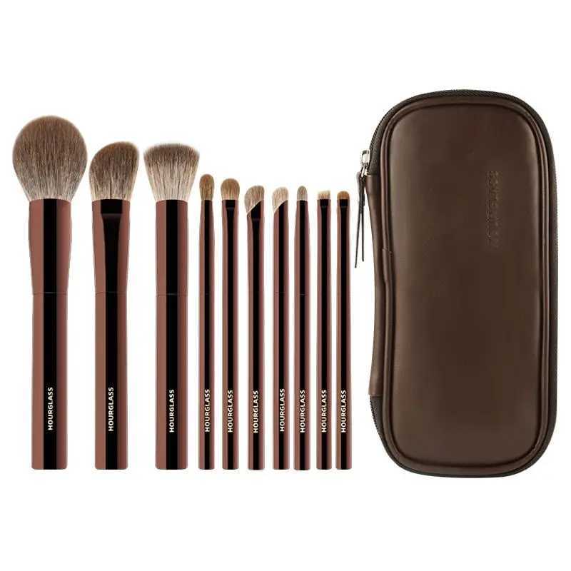 Hourglass Makeup Brush Set 10 Soft and Convenient Eyeshadow Concealer Foundation Grooming Face Makeup Brushes W250605