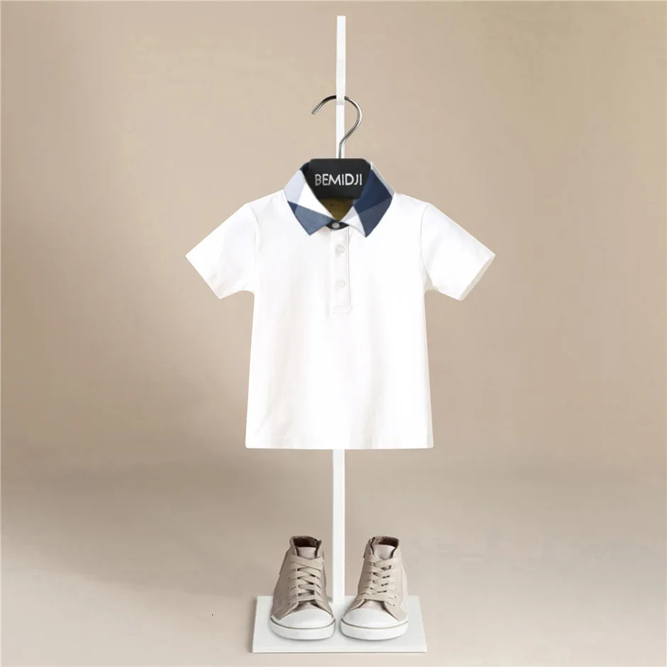 Elegant Summer Children Polo Shirt High Quality Boys Short Sleeved Tshirts Cotton Fabric Tops Tees Kids Clothes 240703