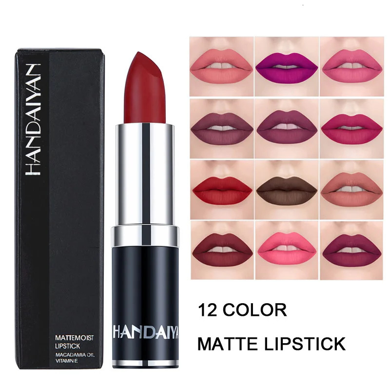 HANDAIYAN 12 Color Matte lipstick Waterproof Velvet Sexy Lipgloss Color Fashion lipstick 240705