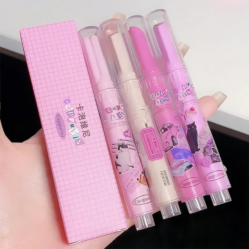 Love Shape Jelly lipstick Waterproof Stick less Cup Mirror Solid lipstick Glossy Transparent Long lasting lipstick Cosmetics 240705
