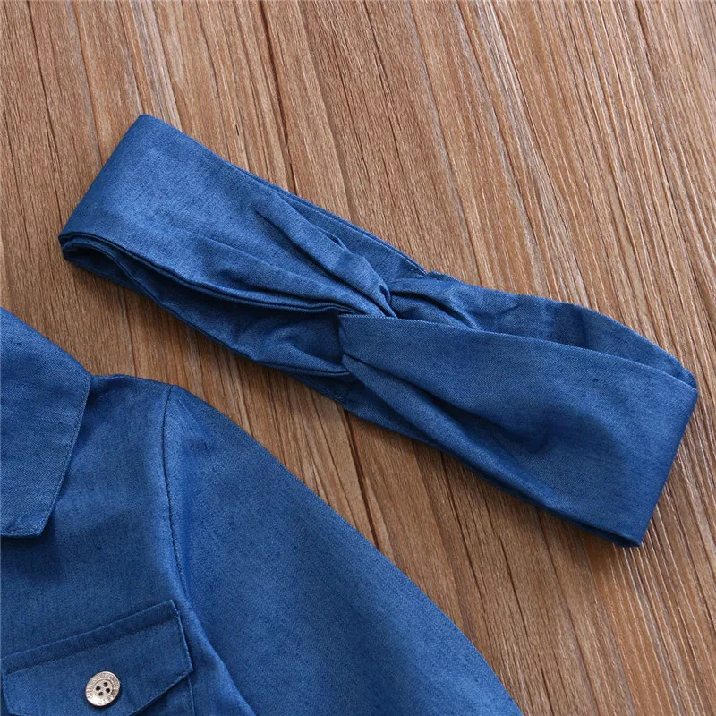 Baby Girl Summer Clothing Sets Girls Clothes Denim Shirt Top Tutu SkirtsHeadband 3pcs Outfits 05T 240703