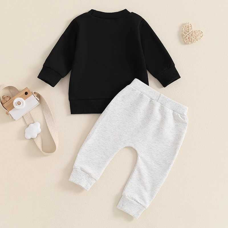 Clothing Sets Toddler Boys Autumn Pants Set Letter Print Long Sleeve Pullover Sweatshirt and Drstring Long Pants Outfits Kids Tracksuits R240708