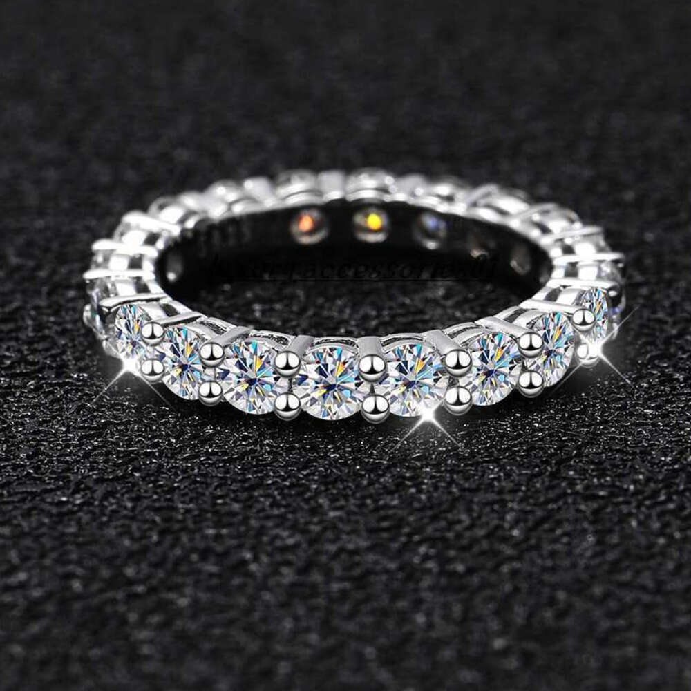 Band COSYA 22 Ct Full Moissanite Row For Women Sterg Sier D White Gold Dia Rings Eternity Wedding Fine Jewelry AA230417