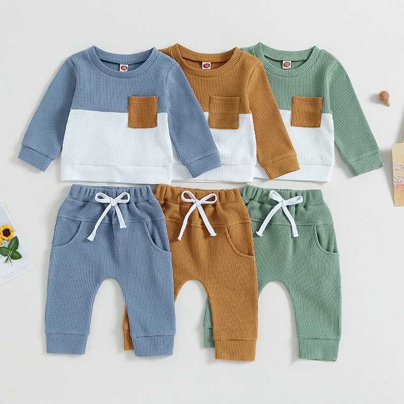 Clothing Sets 0-3Y Baby Boys Autumn Outfits Toddler Long Sleeve Pocket Pullover Tops Sweatshirts Pants Kids Boys Clothes Sets Tracksuits R240708