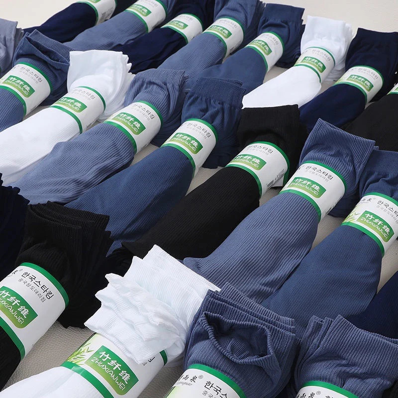 10pairs Men Ice Silk Socks Summer Spring Ultra-thin Socks Solid Business Socks Breathable Soft Socks Ankle Bamboo Fiber Socks 240703