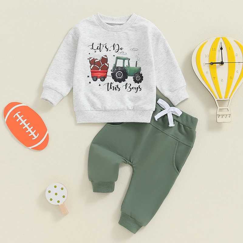 Clothing Sets Baby Boy Spring Fall 2 Piece Sets Car Letter Print Long Sleeve Pullover Sweatshirts Pants Outfits Toddler Clothes Tracksuits R240708