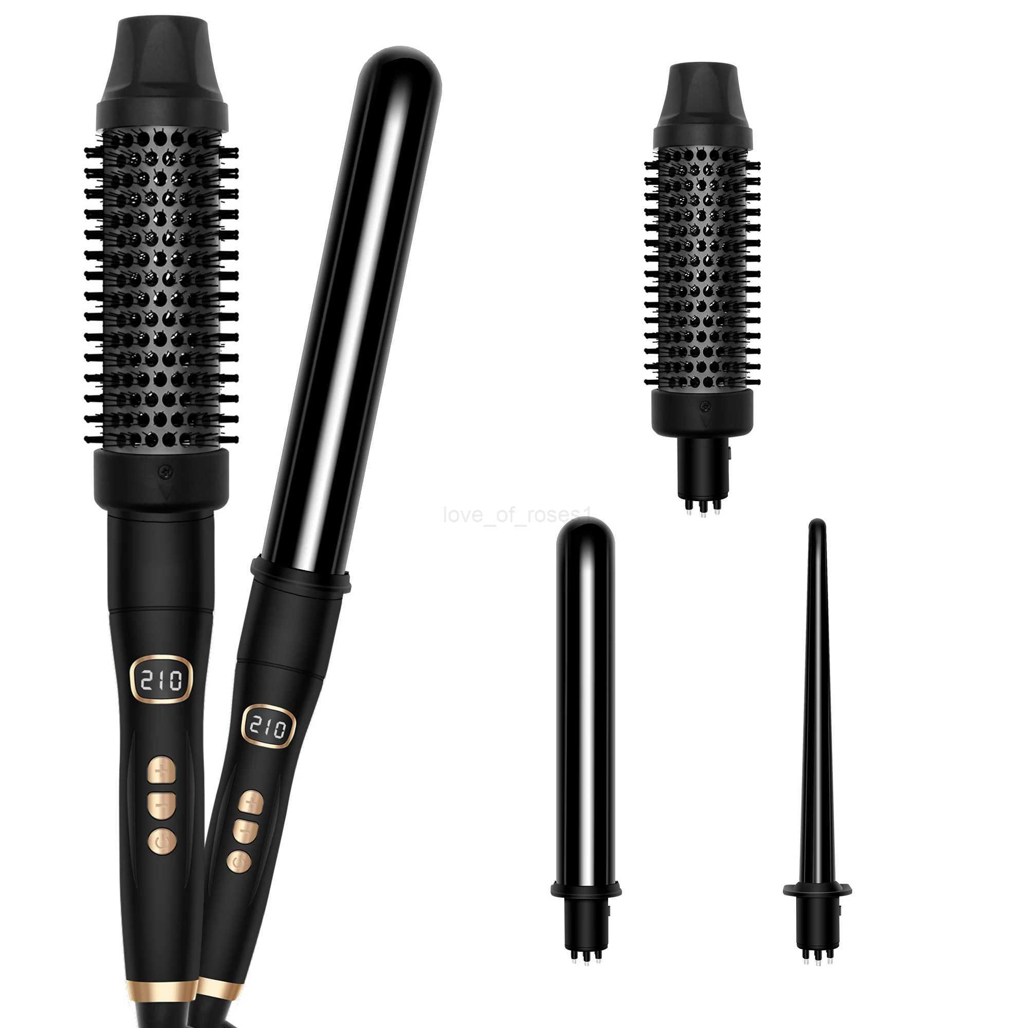 Curling Iron Wand Set Thermal Brush 3 in 1 Hair Curling Wands Interchangeable Ceramic Hair Curler Heated Brush Styling ToolsM240708