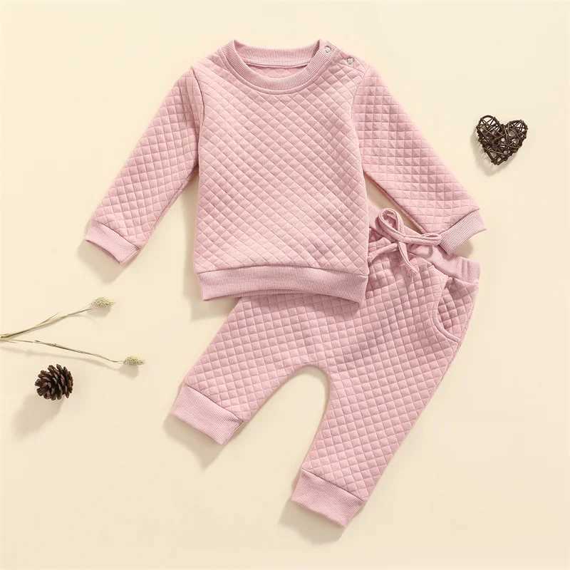 Clothing Sets 0-24M Baby Solid Color Tracksuit Boys Girls Autumn Winter Clothes Sets Long Sleeve Pullover Tops + Pants Toddler Casual Outfits R240708