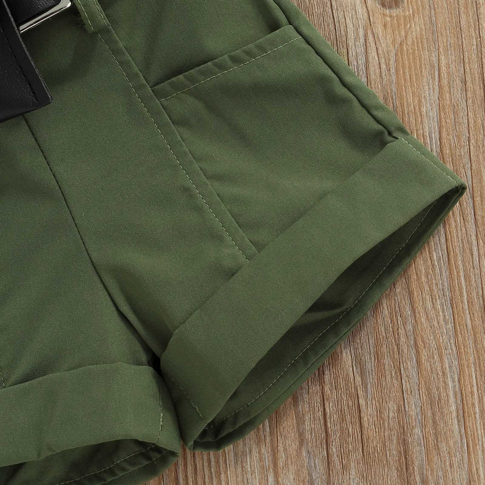 Clothing Sets Toddler Kids Baby Girls 3PCS Summer Outfits Sleeveless Halter Tops + Shorts + Waist Bag Set 6M-4T R240708