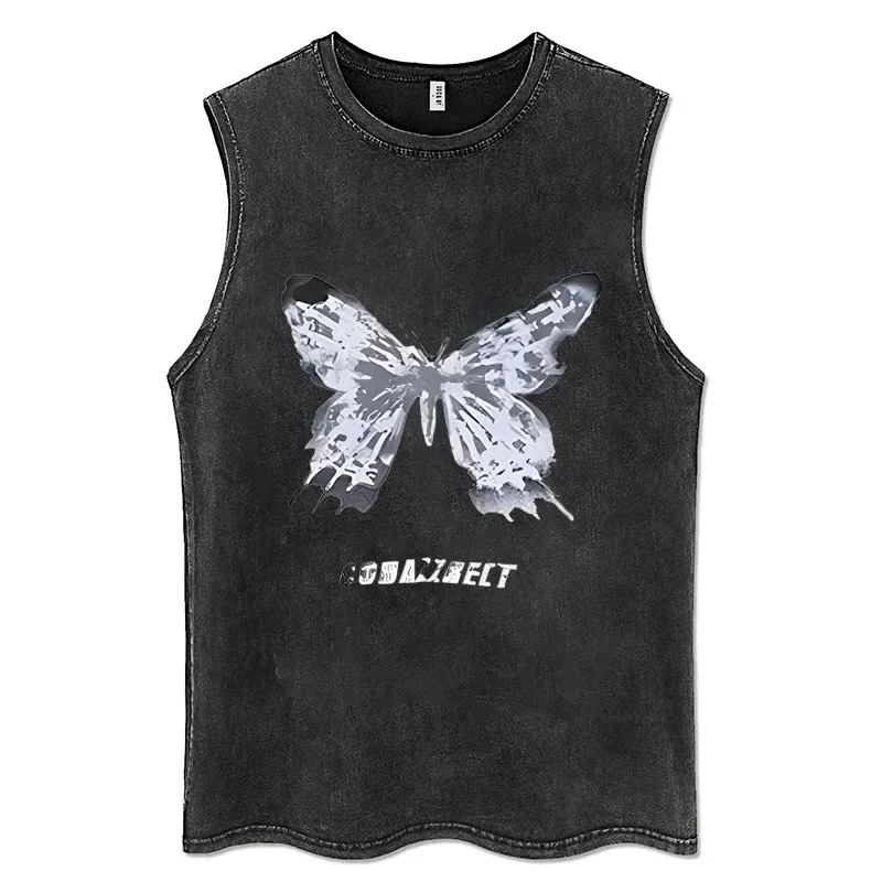 Distressed Washed Tank Tops Y2K Clothes Men Women Oversized Vest Anime Girls Sleeveless Tshirt Hipster Casual Summer Dress 240703