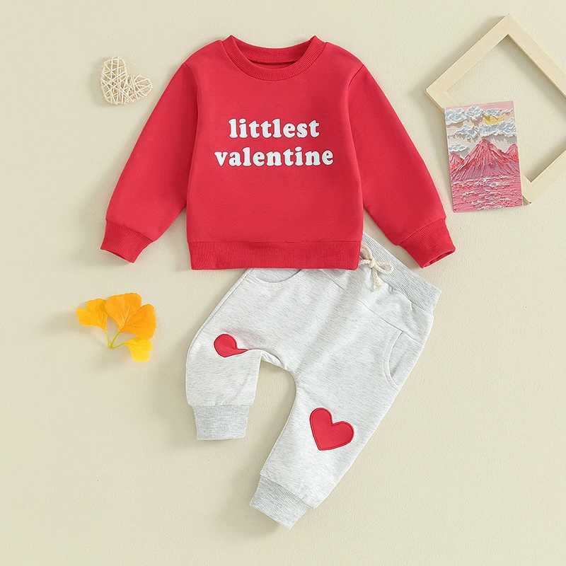 Clothing Sets 0-3Y Baby Boys Casual Outfits Valentines Day Toddler Long Sleeve Sweatshirts + Heart Print Pant Sets Kids Spring Fall Clothes R240708