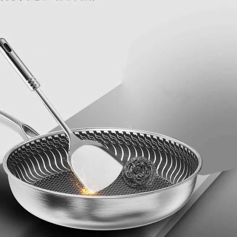 Pans Reusable frying pan tick free Wok steak cooking pot sauce pot single-sided honeycomb potL2403