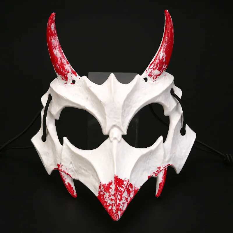 Half-face Blood Mask Men Dragon Tiger Wolf Mask Horror Halloween Costume Cover Props Animal Skeleton Mask Party Cosplay PropsXJ240905