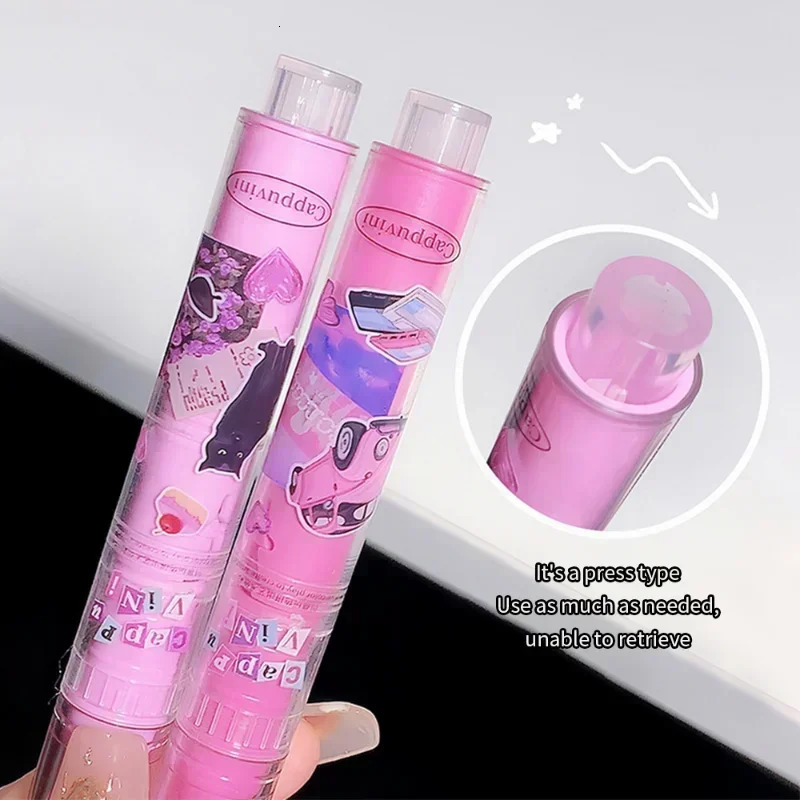 Love Shape Jelly lipstick Waterproof Stick less Cup Mirror Solid lipstick Glossy Transparent Long lasting lipstick Cosmetics 240705