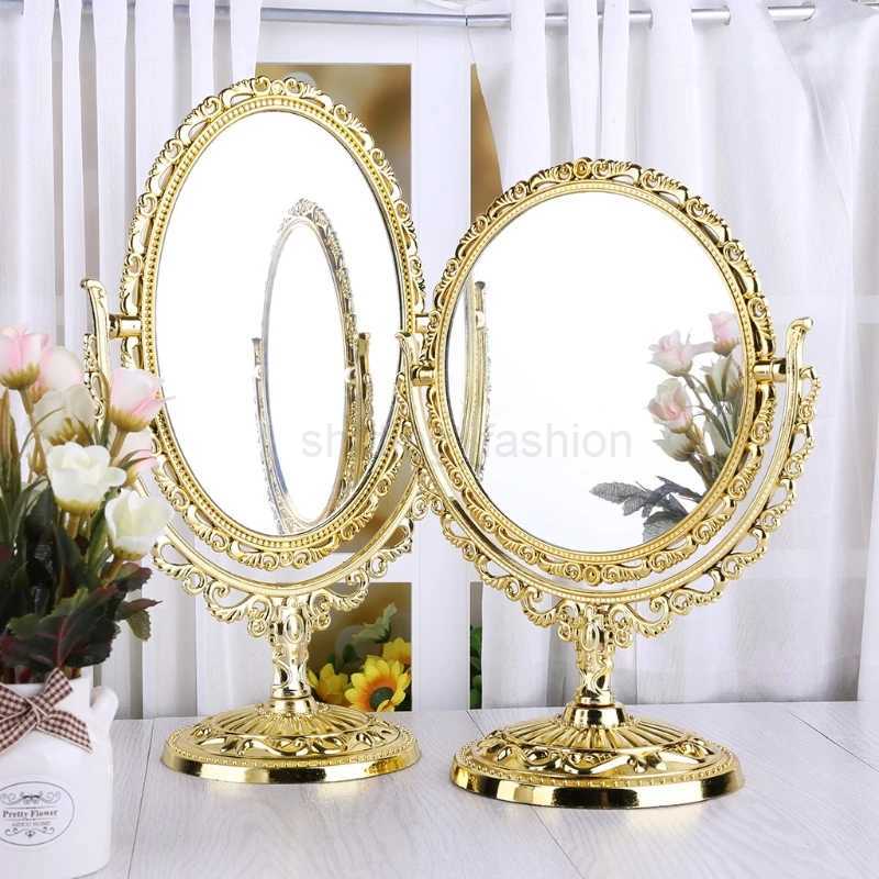2 Sides Makeup Mirror Stand Table Cosmetic Mirror Plastic Dresser Mirrors ToolsCL240708