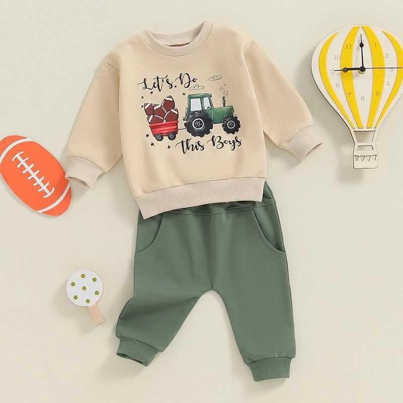 Clothing Sets Baby Boy Spring Fall 2 Piece Sets Car Letter Print Long Sleeve Pullover Sweatshirts Pants Outfits Toddler Clothes Tracksuits R240708