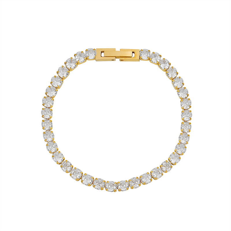 18k Gold Iced Out Chain Bracelet Waterproof Luxury Designer Jewelry Stainless Steel Heart Pearl Cubic Zirconia Diamond Tennis Wristband Cuff for Woman
