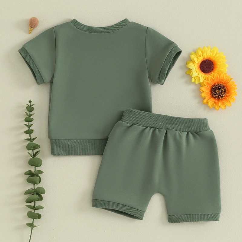 Clothing Sets 2023-12-18 Lioraitiin Newborn Baby Boy Summer Clothes Solid Color Short Sleeve O-Neck T Shirt with Shorts Infant Toddler Outfit R240708