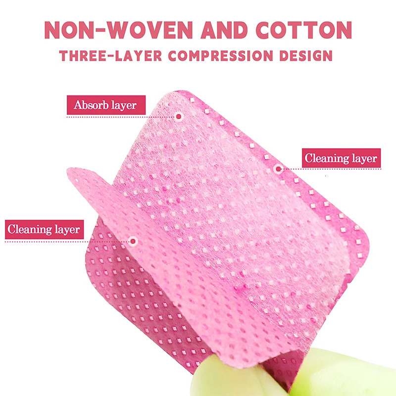 200Pcs/box unlined nail wet towel eyelash extension glue wet towel cleaning cloth non-woven nail gel removing cotton pad 240705