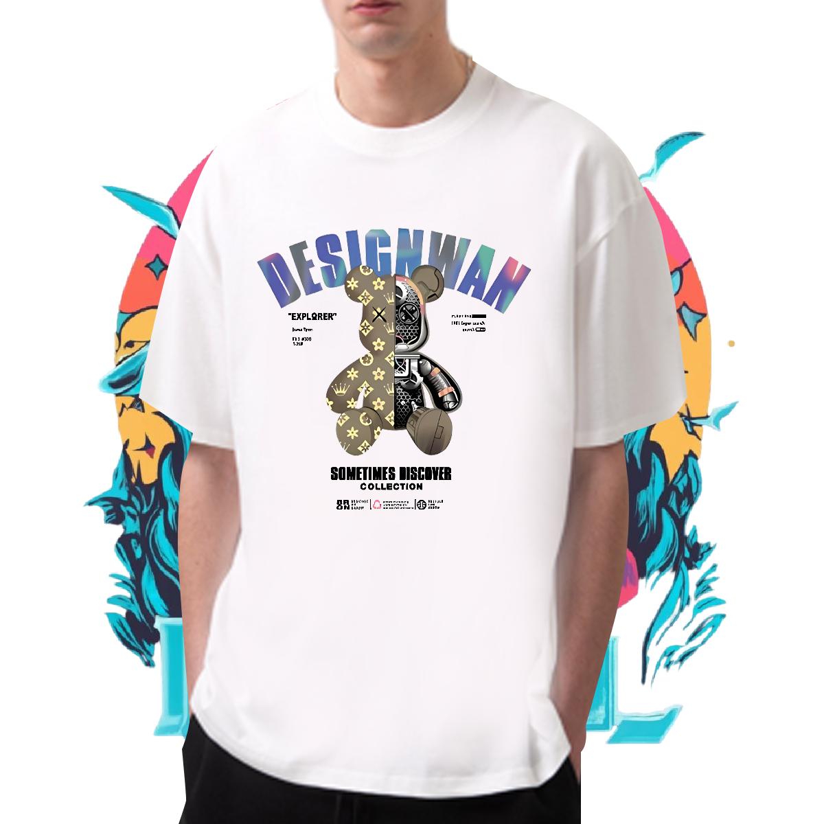 Loose Men Tops Tees Cotton Breathable Short Sleeve Street wear Hip Hop T-Shirts for Men Black White 2024 New Tee Shirt