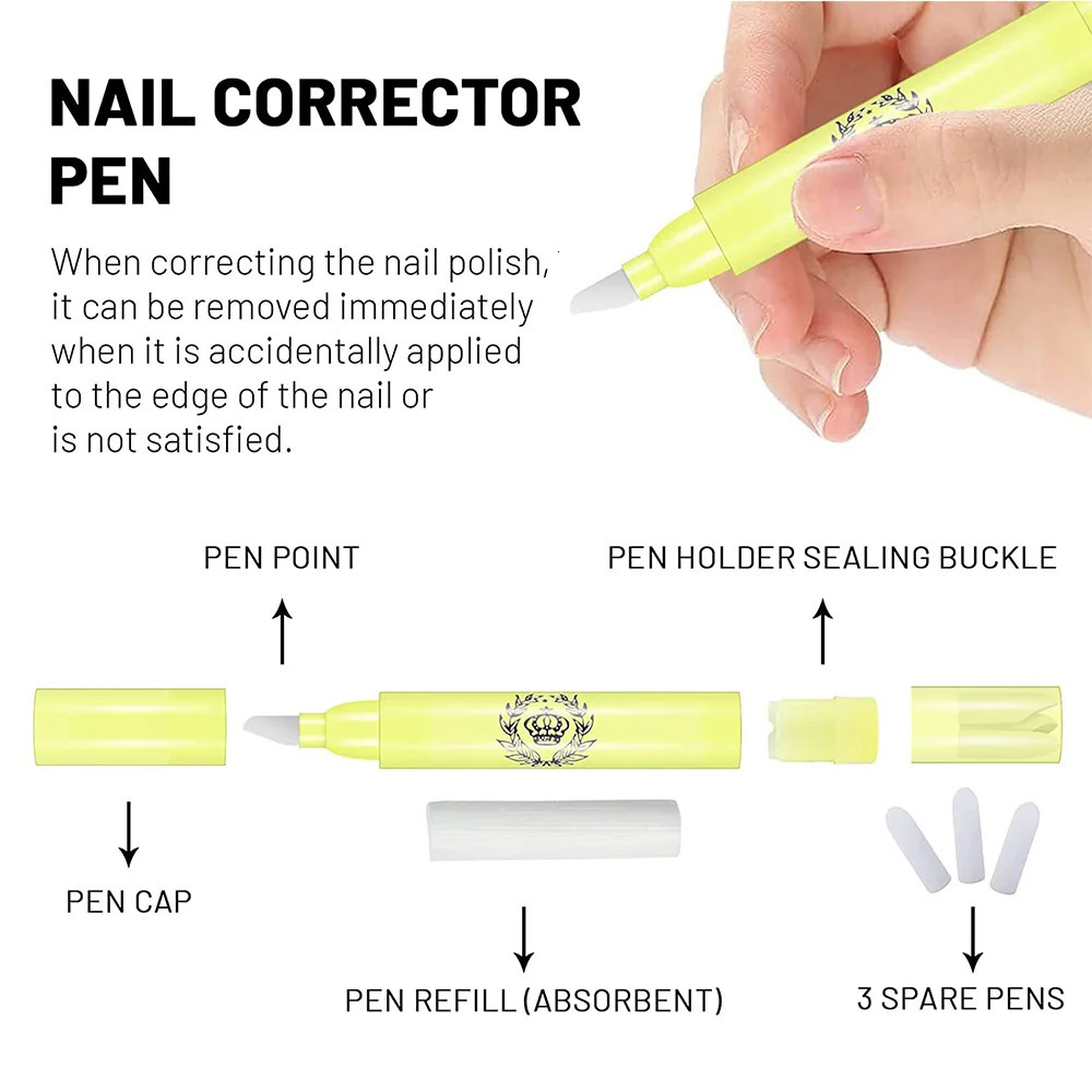 Professional nail polish and removal pen nail edge cleaning pen with cotton tip can maintain DIY care makeup removal 240705