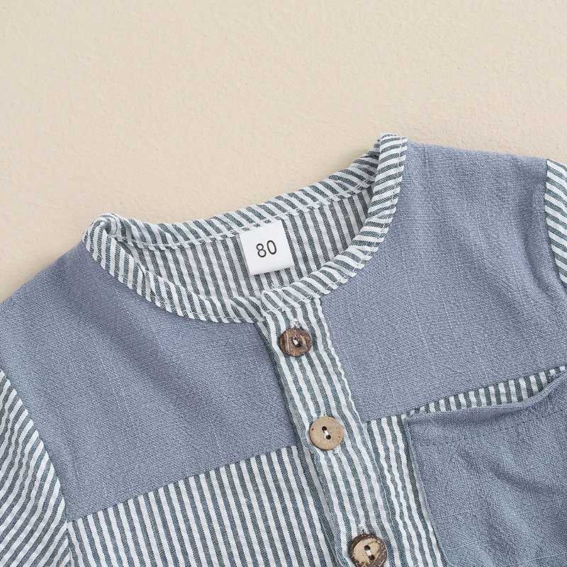 Clothing Sets 2024-03-09 Lioraitiin Toddler Boys Summer Outfits Striped Print Short Sleeve T-Shirt and Elastic Shorts Vacation Clothes Set R240708