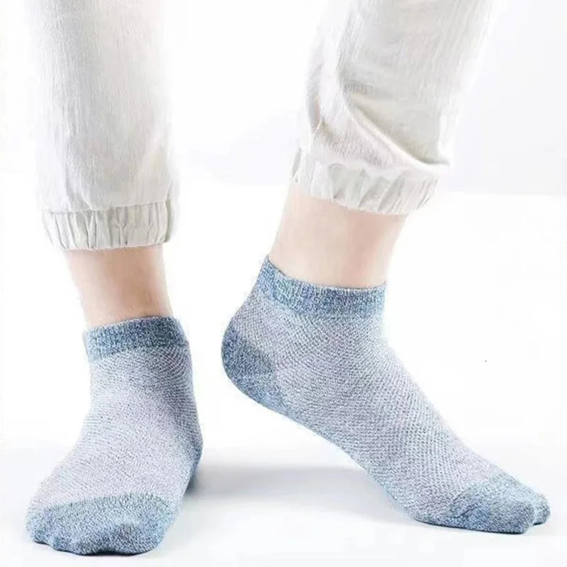 5 Pairs/Lot Mens Summer Thin Socks Cotton Mesh Breathable Old Mans Head Pattern Sports Casual Fashion Men Boat Socks EU38-43 240703