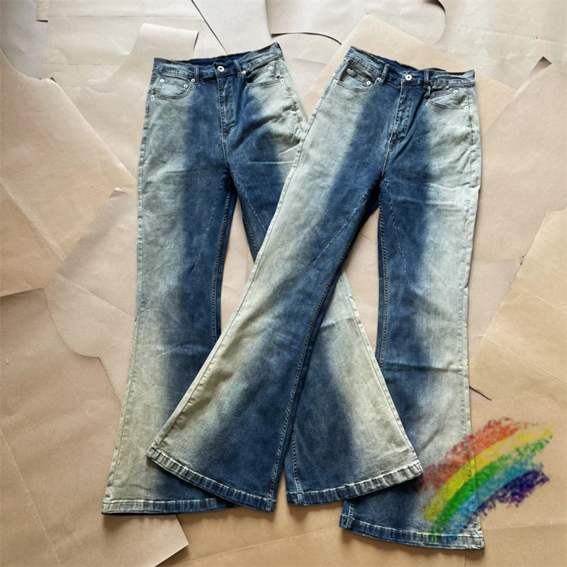 Gradient Flared Jeans Men Women 1 High Quality Nice Washed Oversized Denim Trouser 240704