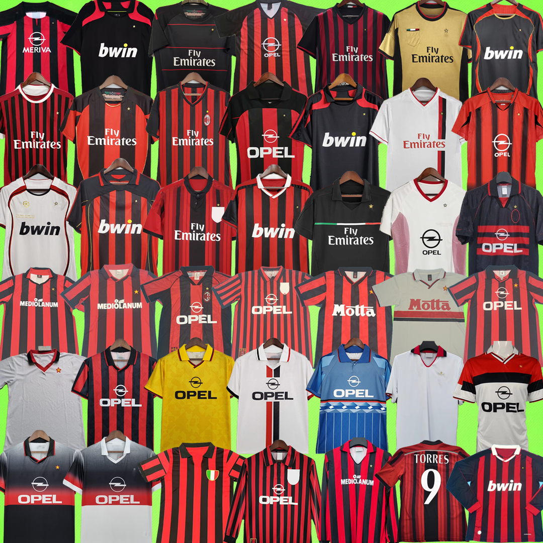 Retro soccer jerseys INZAGHI MILANS VIERI NESTA MALDINI RONALDINHO football shirt T KAKA 90 91 92 93 94 95 96 97 98 99 00 01 02 03 04 05 06 07 09 10 11 12 13 14 Maglia da calcio