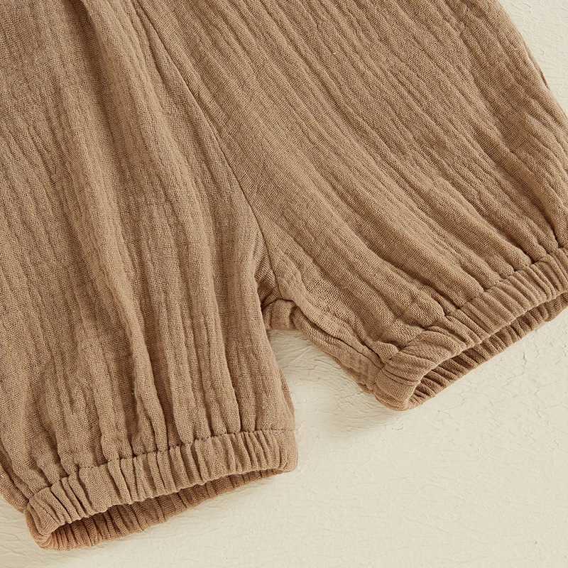 Clothing Sets Kids Boys Fall Outfits Solid Color Buttons Long Sleeve Shirts Tops and Overall Shorts 2Pcs Toddler Clothes Set 6M-4Y