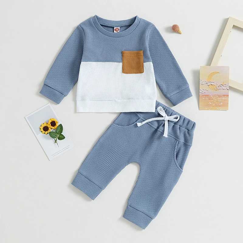Clothing Sets 0-3Y Baby Boys Autumn Outfits Toddler Long Sleeve Pocket Pullover Tops Sweatshirts Pants Kids Boys Clothes Sets Tracksuits R240708