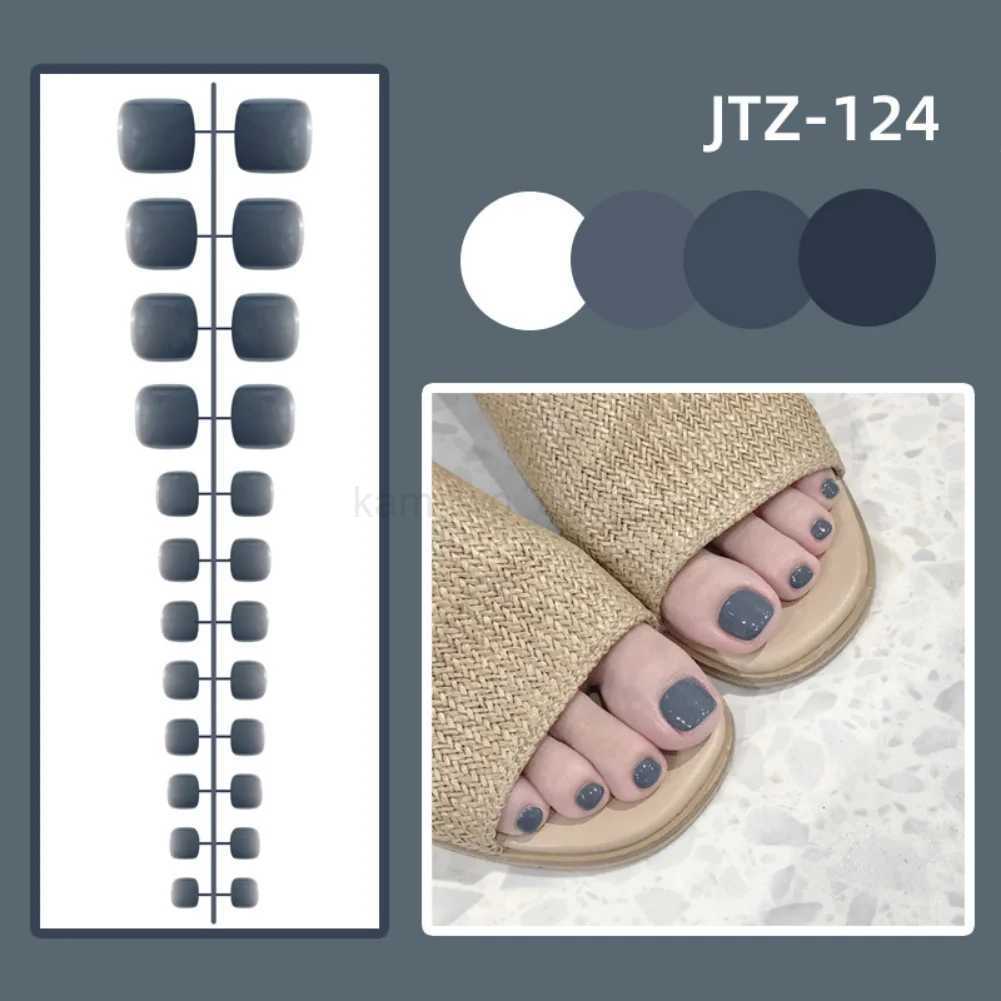 24P Acrylic Toenails Tips Bright Faced Press On Nails Art Removable Fake Toenails With Glue Full Cover Artificial Toe False NailM240708