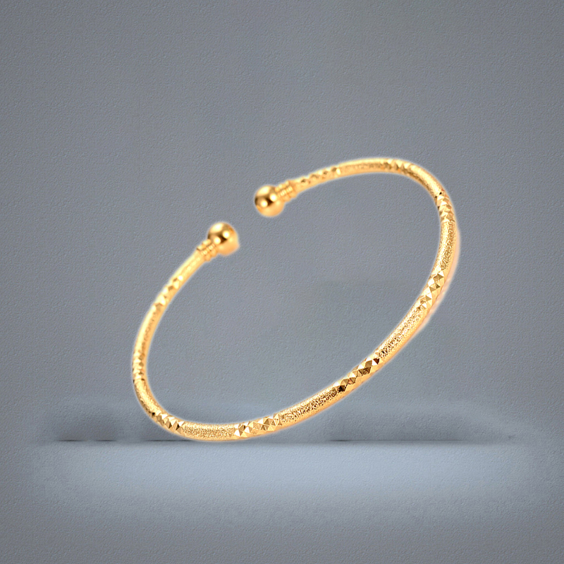 Can Open Fashion Dubai Bangle Jewelry solid Fine Yellow Gold Filled Dubai Bracelet for girl student daughter Africa Arab Items
