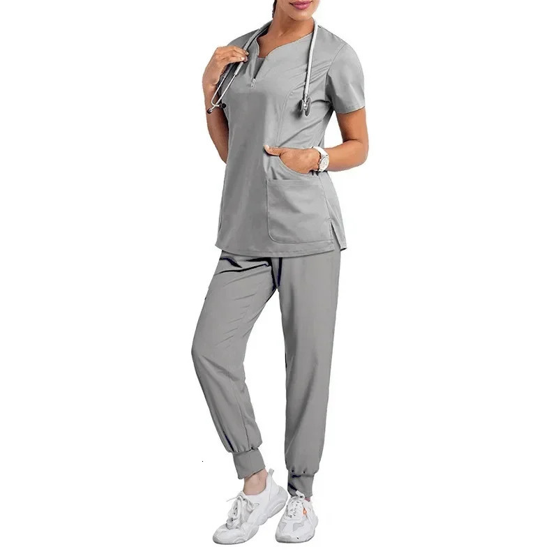 Scrubs Uniform Nursing Accessories Women Scrubs Sets Hospital Dental Clinic Beauty Salon Spa Workwear Clothes Lab Coat 240704